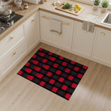 Geometric Modern Bold Red Black Checkered Geometric Area Rug