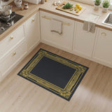 Gold Art Deco Border Grey Area Rug