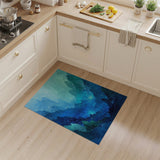 Ethereal Blue Teal Mountain Peaks Area Rug