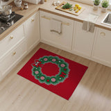 Festive Cartoon Christmas Wreath Area Rug