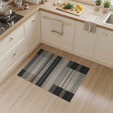 Beige and Neutral Modern Black Beige Striped Area Rug