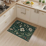 Emerald Green White Blossom Botanical Rug