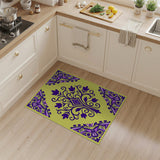 Vibrant Purple Floral Mandala Yellow Area Rug