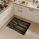 Misty Bare Tree Forest Silhouette Area Rug