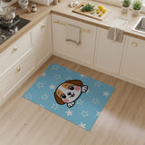 Adorable Peeking Puppy Blue Stars Kids Rug