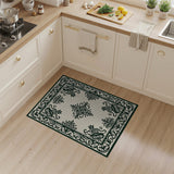 Ornate Black on Ivory Persian Medallion Rug