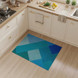 Teal Blue Geometric Modern Area Rug