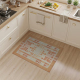 Orange Geometric Pixel Border Area Rug