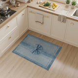 Distressed Blue Bow Vintage Area Rug