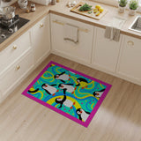 ODIKA Playful Cartoon Penguin Washable Rug - Low Pile Non-Slip Kids Area Carpet