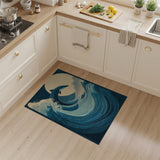 Shark Leaping Midnight Waves Area Rug