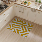 Bold Yellow Maze Geometric Area Rug
