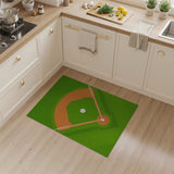 Geometric Modern Baseball Field Green Area Rug