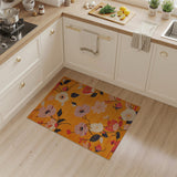 Vibrant Orange Floral Area Rug with Pink Blooms