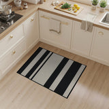Bold Black White Striped Woven Black and White Area Rug