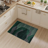 Emerald Grey Wave Abstract Area Rug
