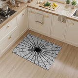 Geometric Modern Black and White Intricate Spider Web Black White Area Rug