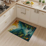 Sunset Fishing Mountain River Area Rug