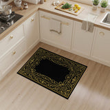 Elegant Black Area Rug with Gold Ornate Border