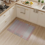 Blush Pink Grey Striped Geometric Rug