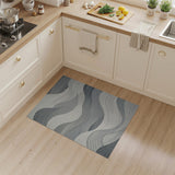 ODIKA Modern Grey Abstract Wavy Washable Area Rug, Low Pile Non-Slip & Pet Friendly Carpet