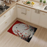 Red Plum Blossom Moonlit Landscape Rug