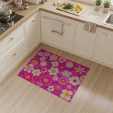 Playful Smiley Flower Pink Kids Rug