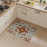 Burnt Orange Floral Tile Pattern Area Rug