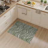 Green Wavy Lines Abstract Area Rug