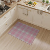 Pink White Gingham Check Area Rug