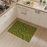 Vibrant Green Swirl Abstract Area Rug
