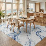 Blue Teal Marble Swirl Area Rug