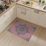 Elegant Pink Teal Ornate Medallion Area Rug