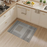 Beige and Neutral Modern Grey Geometric Framed Area Rug