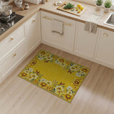 Yellow Sunflower Border Yellow Area Rug
