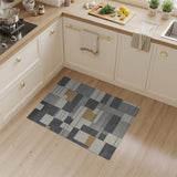 Modern Geometric Grey Gold Block Area Rug