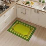 Vibrant Yellow Persian Rug with Green Geometric Border