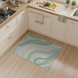 ODIKA Sage Green Abstract Marble Washable Area Rug - Low Pile & Non-Slip