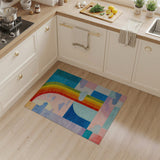 ODIKA Washable Rainbow Abstract Geometric Rug - Low Pile Non-Slip Kids Area Rug