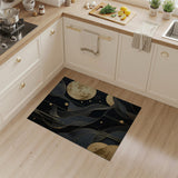 Gold Moon Swirl Abstract Area Rug