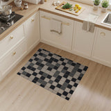 Black White Textured Geometric Area Rug