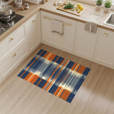 Navy Orange Geometric Striped Area Rug