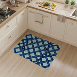 Blue Teal Geometric Lattice Area Rug