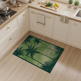 Green Palm Silhouette Coastal Area Rug