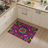 Vibrant Pink Starburst Geometric Multi-Color Rug