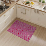 Vibrant Pink Hearts Grid Area Rug