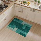 Teal Geometric Block Area Rug