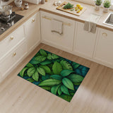 Boho Chic Green Lush Green Monstera Leaves Area Rug