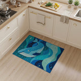 Playful Cartoon Blue Whale Ocean Area Rug
