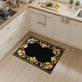Black Gold Ornate Distressed Vintage Rug